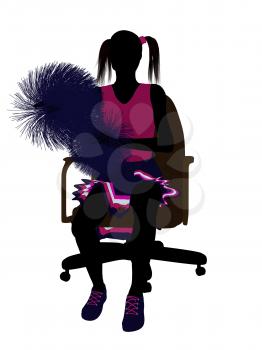 Royalty Free Clipart Image of a Girl With Pompoms Sitting in a Chair