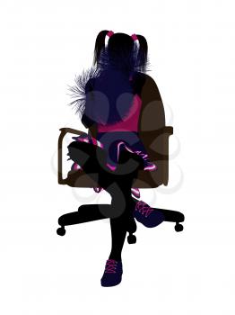 Royalty Free Clipart Image of a Girl With Pompoms Sitting in a Chair