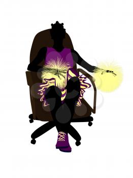 Royalty Free Clipart Image of a Cheerleader in a Chair