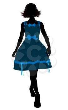 Royalty Free Clipart Image of a Girl in a Party Dress