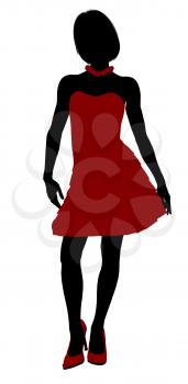 Royalty Free Clipart Image of a Girl in a Party Dress