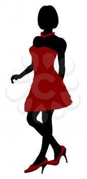 Royalty Free Clipart Image of a Girl in a Party Dress