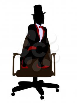 Royalty Free Clipart Image of a Woman in a Top Hat Sitting on a Chair