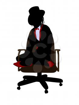 Royalty Free Clipart Image of a Woman in a Top Hat Sitting on a Chair