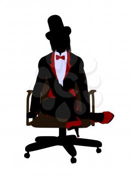 Royalty Free Clipart Image of a Woman in a Top Hat Sitting on a Chair