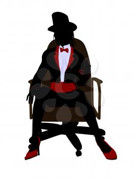 Royalty Free Clipart Image of a Woman in a Top Hat Sitting on a Chair