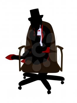 Royalty Free Clipart Image of a Woman in a Top Hat Sitting on a Chair