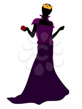 Royalty Free Clipart Image of a Queen With an Apple