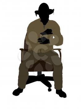 Royalty Free Clipart Image of a Firefighter in a Chair