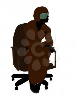 Royalty Free Clipart Image of a Fighter Pilot in a Chair