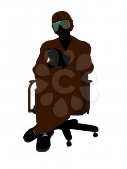 Royalty Free Clipart Image of a Fighter Pilot in a Chair