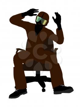 Royalty Free Clipart Image of a Fighter Pilot in a Chair