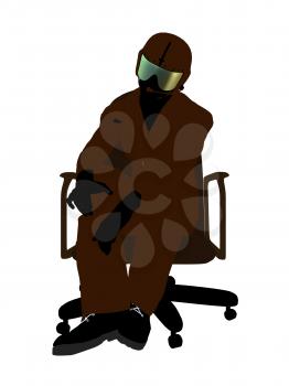 Royalty Free Clipart Image of a Fighter Pilot in a Chair