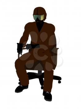 Royalty Free Clipart Image of a Fighter Pilot in a Chair