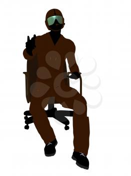 Royalty Free Clipart Image of a Fighter Pilot in a Chair