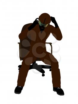 Royalty Free Clipart Image of a Fighter Pilot in a Chair