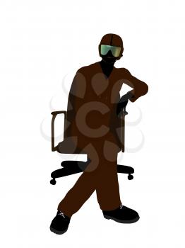 Royalty Free Clipart Image of a Fighter Pilot in a Chair