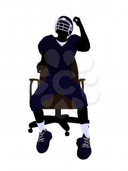 Royalty Free Clipart Image of a Football Player Sitting in a Chair