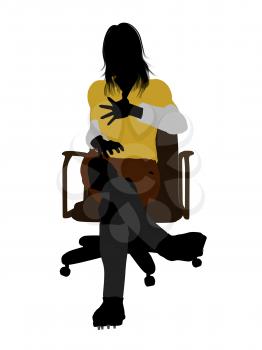 Royalty Free Clipart Image of a Female in a Rugby Uniform  Sitting on a Chair