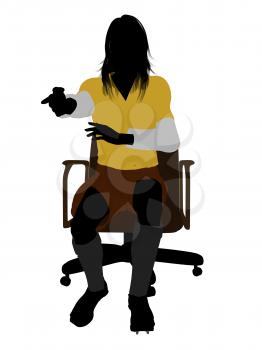 Royalty Free Clipart Image of a Female in a Rugby Uniform  Sitting on a Chair