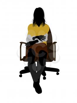 Royalty Free Clipart Image of a Woman in a Football Uniform Sitting on a Chair