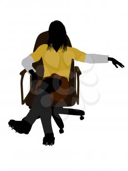 Royalty Free Clipart Image of a Female in a Rugby Uniform  Sitting on a Chair