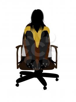 Royalty Free Clipart Image of a Female in a Rugby Uniform  Sitting on a Chair