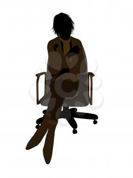 Royalty Free Clipart Image of a Businesswoman in an Office Chair