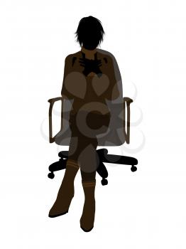 Royalty Free Clipart Image of a Businesswoman in an Office Chair