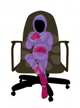 Royalty Free Photo of a Little Girl Wearing a Sweatsuit Sitting in a Chair