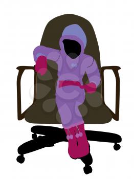 Royalty Free Photo of a Little Girl Wearing a Sweatsuit Sitting in a Chair