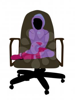 Royalty Free Photo of a Little Girl Wearing a Sweatsuit Sitting in a Chair