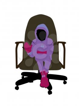Royalty Free Photo of a Little Girl Wearing a Sweatsuit Sitting in a Chair