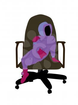 Royalty Free Photo of a Little Girl Wearing a Sweatsuit Sitting in a Chair