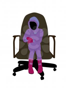 Royalty Free Photo of a Little Girl Wearing a Sweatsuit Sitting in a Chair