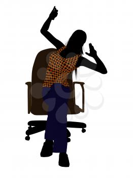 Royalty Free Clipart Image of a Woman Sitting in an Office Chair