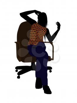 Royalty Free Clipart Image of a Woman Sitting in an Office Chair