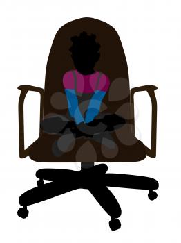 Royalty Free Clipart Image of a Young Girl in an Office Chair