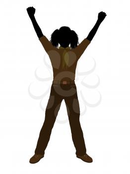 Royalty Free Clipart Image of a Girl With Her Arms Raised