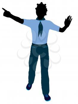 Royalty Free Clipart Image of a Girl Pointing