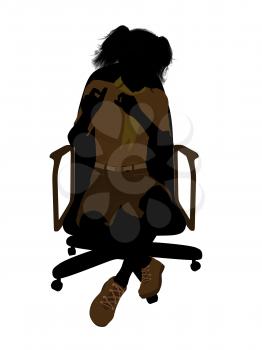 Royalty Free Clipart Image of a Girl in a Chair