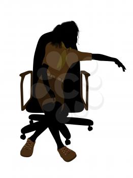 Royalty Free Clipart Image of a Girl in a Chair