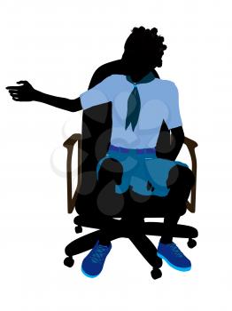 Royalty Free Clipart Image of a Girl Sitting in an Office Chair