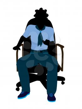 Royalty Free Clipart Image of a Girl in a Chair