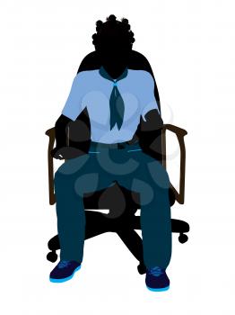 Royalty Free Clipart Image of a Girl in a Chair