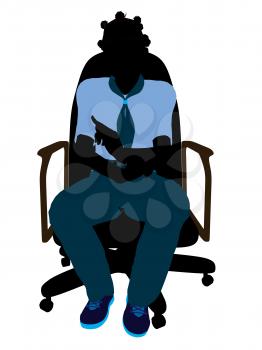 Royalty Free Clipart Image of a Girl in a Chair