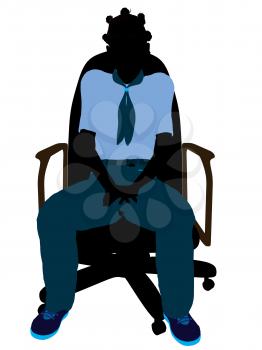 Royalty Free Clipart Image of a Girl in a Chair