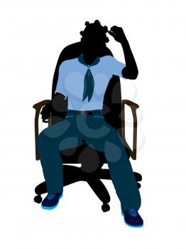 Royalty Free Clipart Image of a Girl in a Chair