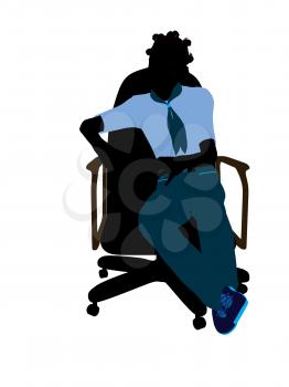 Royalty Free Clipart Image of a Girl in a Chair