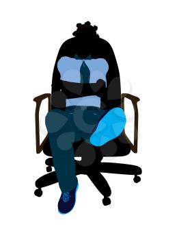 Royalty Free Clipart Image of a Girl in a Chair